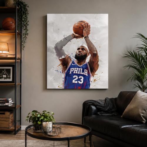 LeBron James Basketball Canvas Wall Art - 8x10 Inch Sports Poster - PHI Variation