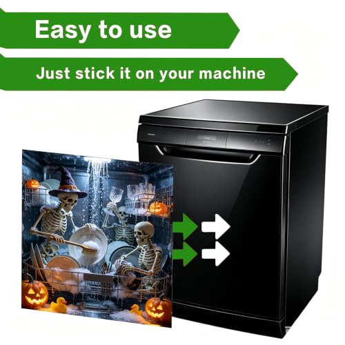 Halloween Skeleton Dishwasher Cover Sticker - Skeleton Team Spooky Ghost Waterproof Vinyl Decal