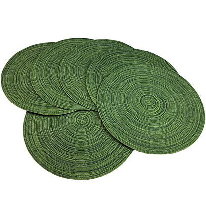 WAZAIGUR 14-Inch Round Placemats Set of 6 - Hunter Green