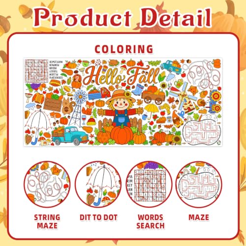 Fall Coloring Poster/Table Cover - 71 x 31.5 Inches Fall