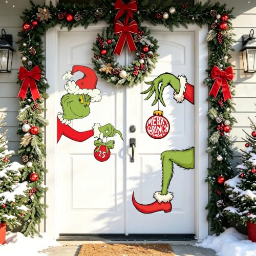 Large Christmas Door Stickers 52x48 Inches Holiday Window Wall Decal Seasonal Decor