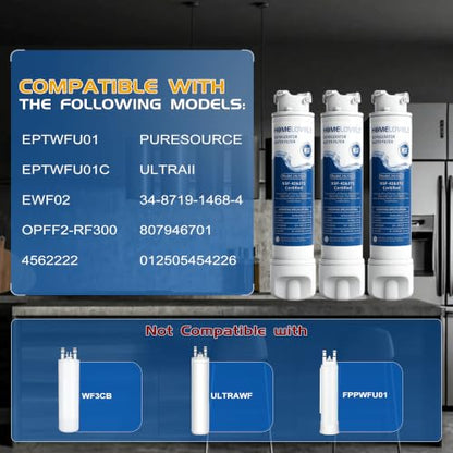 Water Filter Replacement Cartridge 3 Pack for Frigidaire & LG Refrigerators