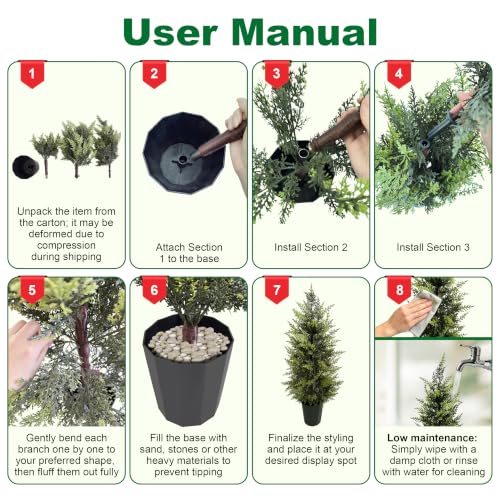 3Ft Artificial Cedar Christmas Topiary Trees - 2 Pack Outdoor Decor