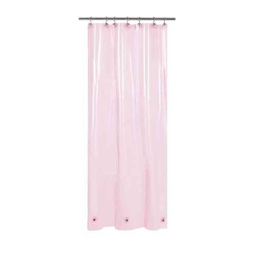 Barossa Design Clear Pink Stall Shower Curtain Liner with 3 Magnets - 36" x 72" Waterproof Lightweight PEVA Plastic Narrow Shower Liner for Small Bathroom, Metal Grommets - Clear Pink