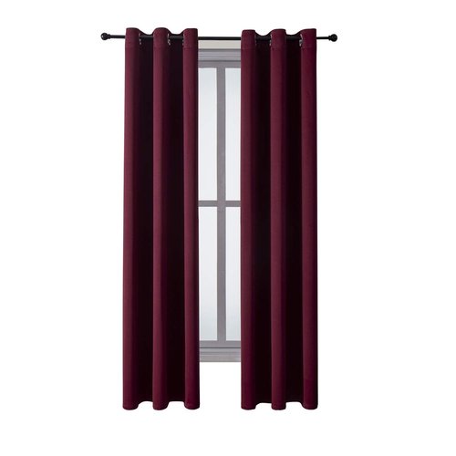ChrisDowa Grommet Blackout Curtains for Bedroom and Living Room - 2 Panels Set Thermal Insulated Room Darkening Curtains (Burgundy Red, 42W x 84L)