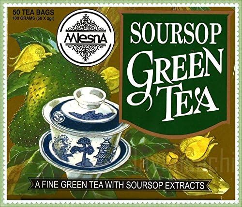 Mlesna Pure Ceylon Soursop Green Tea 50 Tea Bags Box. ((100g))