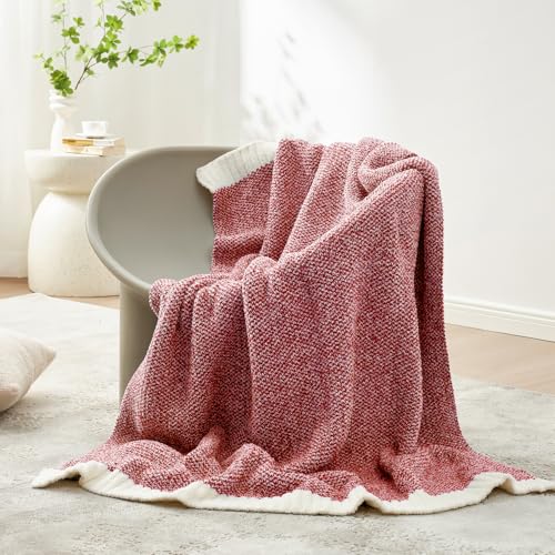 Heather Red Throw Blanket for Couch and Bed - Super Soft Cozy Knit Fuzzy Plush 50x60 Inches