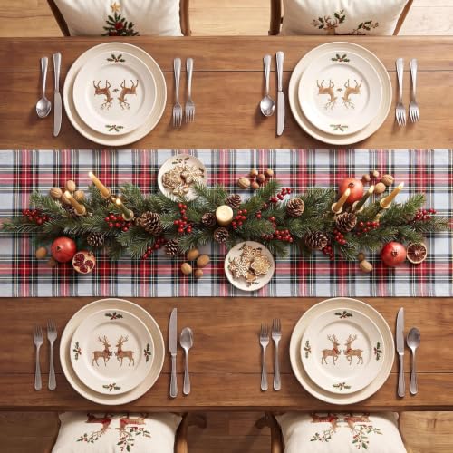 Christmas Checkered Table Runner - Red and White, 13 x 90 Inches - Variation: Red White Plaid