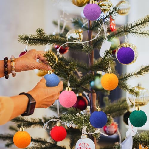 Vibrant 24 Pcs Felt Christmas Balls Ornaments for Tree - 1.57 Inch