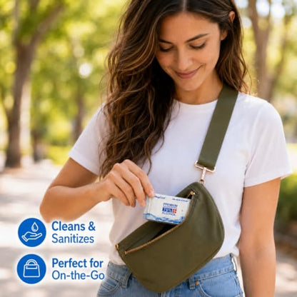 Mini Hand Sanitizer Wipes 8 Pack - Alcohol Wipes Travel Disinfectant, Fragrance-Free, 48 Total
