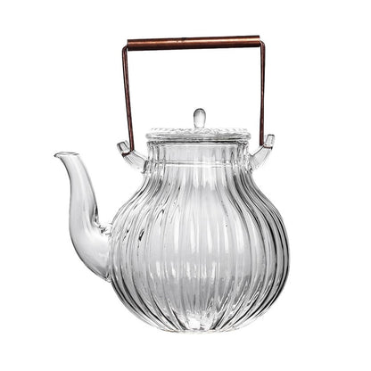 Zerodeko Elegant Glass Teapot Pot Copper Handle 800ml Tea Brewing Pot Stovetop Tea Kettle for Brew