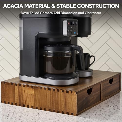 Acacia Wooden Coffee Pod Organizer Storage Box with Drawer and Accessories