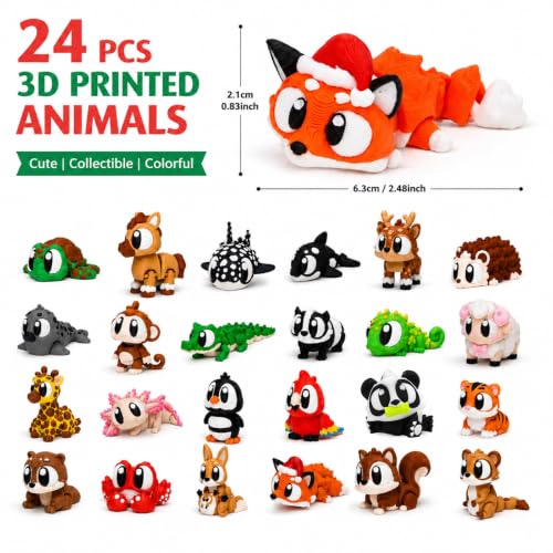 Christmas Advent Calendar with 3D Animal Figurines - Kids Holiday Countdown Toy