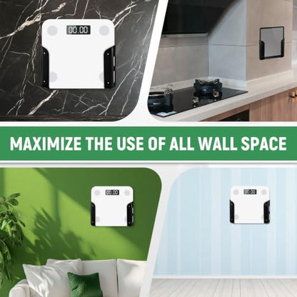 Wall-Mounted Bathroom Scale Holder Set - Black, 2 Pieces