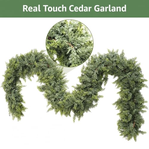 9 Ft Real Touch Cedar Garland for Mantle - Artificial Xmas Decor - Variation of THIS listing