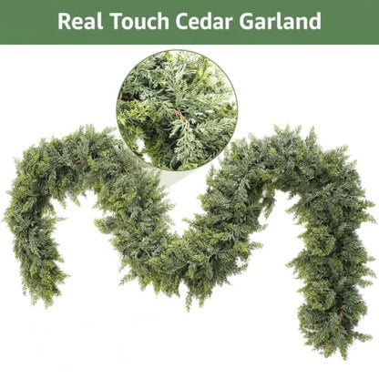 9 Ft Real Touch Cedar Garland for Mantle - Artificial Xmas Decor - Variation of THIS listing