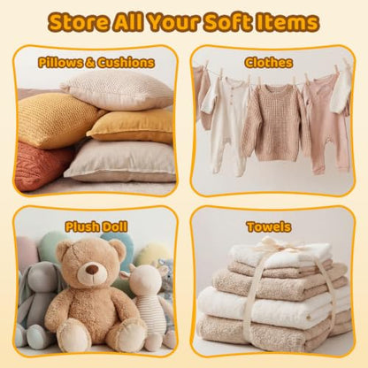 Clear Stuffed Animal Storage Ottoman - 2 Pack Kids Toy Organizer & Footrest