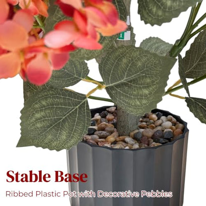 Artificial Hydrangea Tree 30 Inch Rust Orange 2 Pack - Faux Flower Bushes