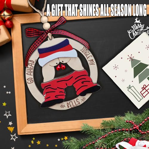 Funny Wooden Christmas Ornament - Jingle My Bell Holiday Decor for Adults