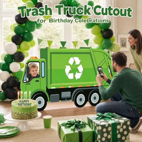 Garbage Truck Cardboard Cutout for Birthday & Events - 5.3Ft Decor