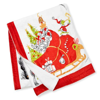 Hallmark Dr. Seuss's How The Grinch Stole Christmas Throw Blanket 50x60 - Holiday Cozy Decor