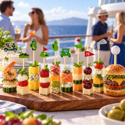 Golf-Themed Cocktail Picks - 200 Bamboo Appetizer Skewers for Parties