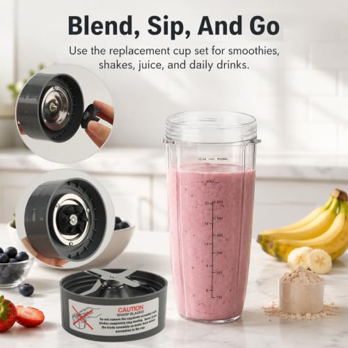 Nutribullet Blender Replacement Accessory Set - 4 Pieces for 600W & Pro 900W