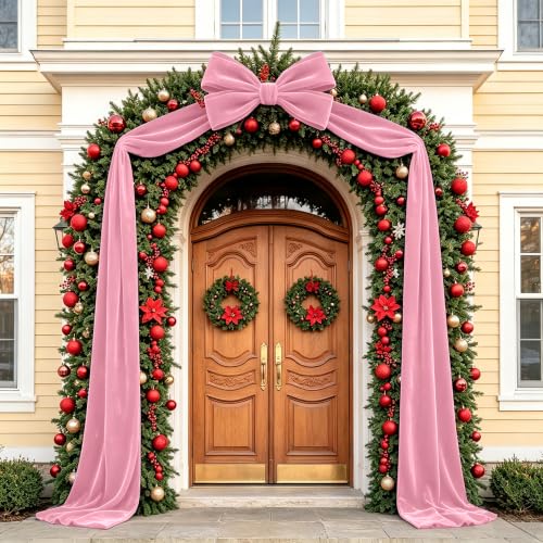Pink Velvet Christmas Tree Topper Bow - Large 7.5ft Holiday Garland Decor