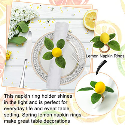 12-Pack Lemon Napkin Rings Set of 12 Faux Lemon Summer Farmhouse Table Decor