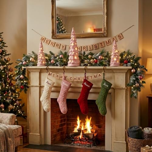 Pink Ceramic Christmas Trees Light Up Set of 3 - Holiday Decor