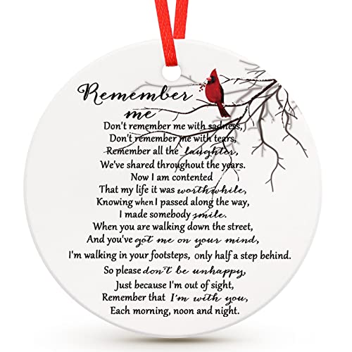 Christmas Memorial Ornament Cardinal Sympathy Keepsake - Remember Me Ceramic Decoration - Variation 1