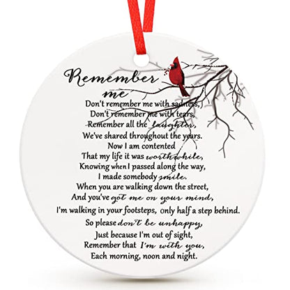 Christmas Memorial Ornament Cardinal Sympathy Keepsake - Remember Me Ceramic Decoration - Variation 1