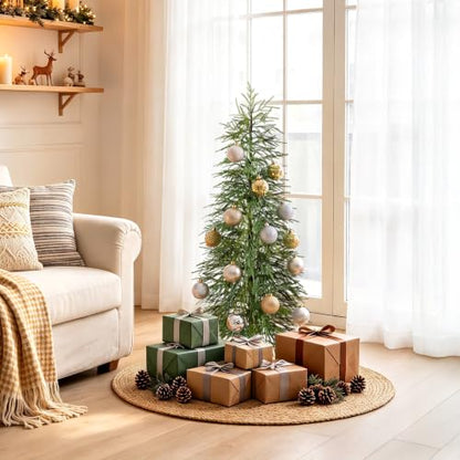 Kazeila 5ft Slim Unlit Artificial Christmas Tree with Metal Base - Space Saver