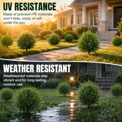Artificial Cedar Topiary Ball Trees Set - UV-Resistant Outdoor Decor