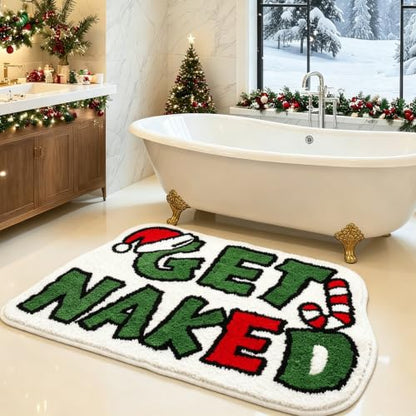 Christmas Bathroom Rugs Microfiber Extra Soft Absorbent 30x20 Inches Slogan Print