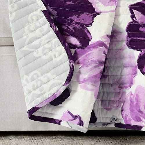 Lush Decor Leah Throw Blanket, 50" x 60", Gray & Purple