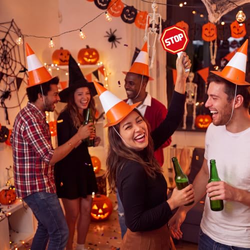 15 Halloween Traffic Cone Hat Set Bulk Costume Party Headwear