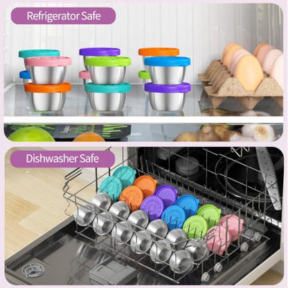 Candy Sauce Containers 1.6 Oz Leakproof Snack Cups with Lids - 12 Pack
