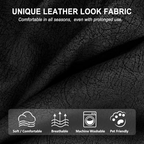 ANARACHON Leather Look Loveseat Recliner Cover 2 Seater Black - 6 Pieces