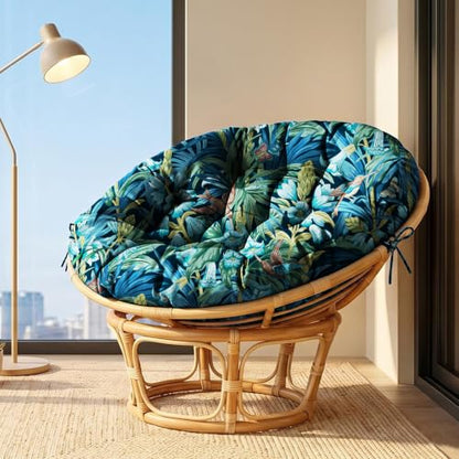 Blue Flower 47-Inch Round Tufted Floor Pillow Thick Seat Cushion for Home Decor