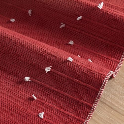 Red Farmhouse Rustic Cotton Woven Table Runner 12x108 Inch Christmas Holiday Decor