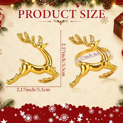 Willbond 48 Pcs Gold Reindeer Napkin Rings Holiday Table Decor - Variation of THIS listing
