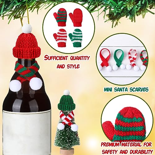 Mini Christmas Knit Hat Scarf Gloves Set - Classic Style Holiday Decor
