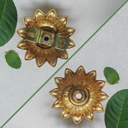 Sunflower Petal Brass Ceiling Plant Hook - 3.5 Inch Decorative Hanging Hook