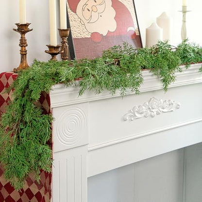 Artificial Christmas Norfolk Pine Garland 6 Ft - 2 Pieces Dense Greenery Holiday Decor - B Style