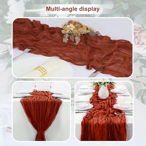 Terracotta Cheesecloth Table Runner Set - 6 Pack 35x120 Inches for Wedding & Party Decor