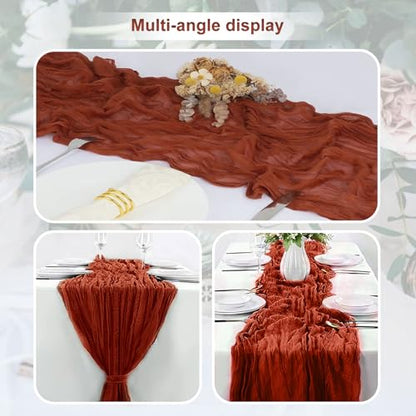 Terracotta Cheesecloth Table Runner Set - 6 Pack 35x120 Inches for Wedding & Party Decor