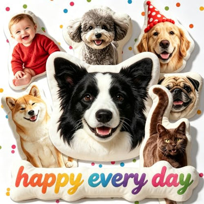 Pet1 Custom Pet Pillow with Photo - Personalized Dog & Cat Face Cushion