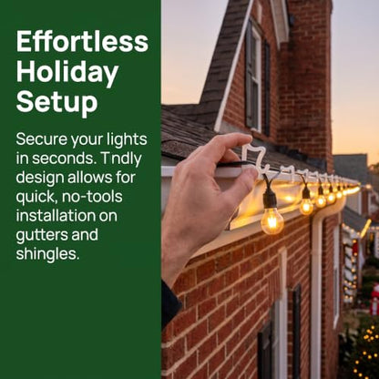 120 Pack Outdoor Christmas Light Gutter Clips White - Reusable Weatherproof Hook