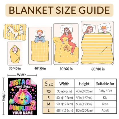 Black Personalized Cozy Dumpling Blanket for Girls & Kids